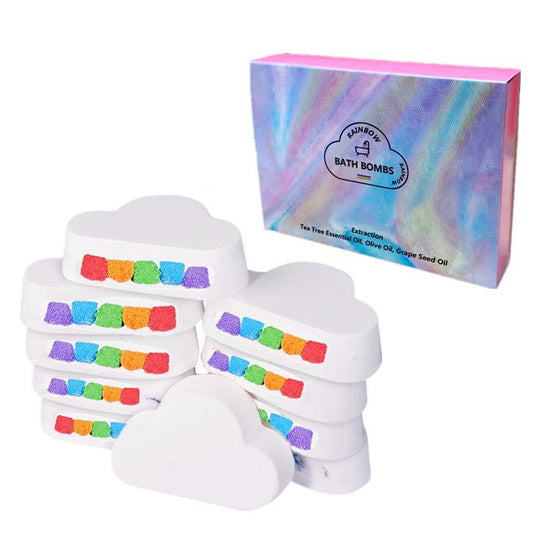 Bath Bomb Gift Set - Natural Rainbow Cloud Multicolor Bubble Shower Fizzy